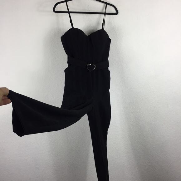 Lovers + Friends Camilla Black Bustier Heart Belt Straight Leg Jumpsuit Small - Picture 11 of 14